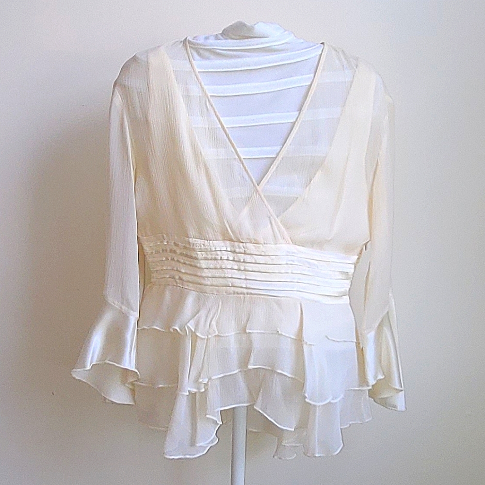 Cream 100% Silk Blouse